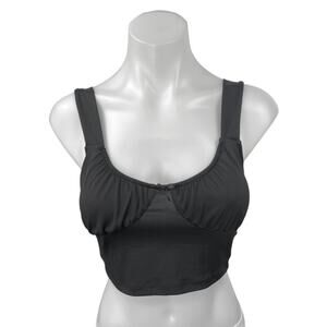 Divided by H&M Black Bow Sleeveless Scoop Neck Bustier Crop Tank Top Size S